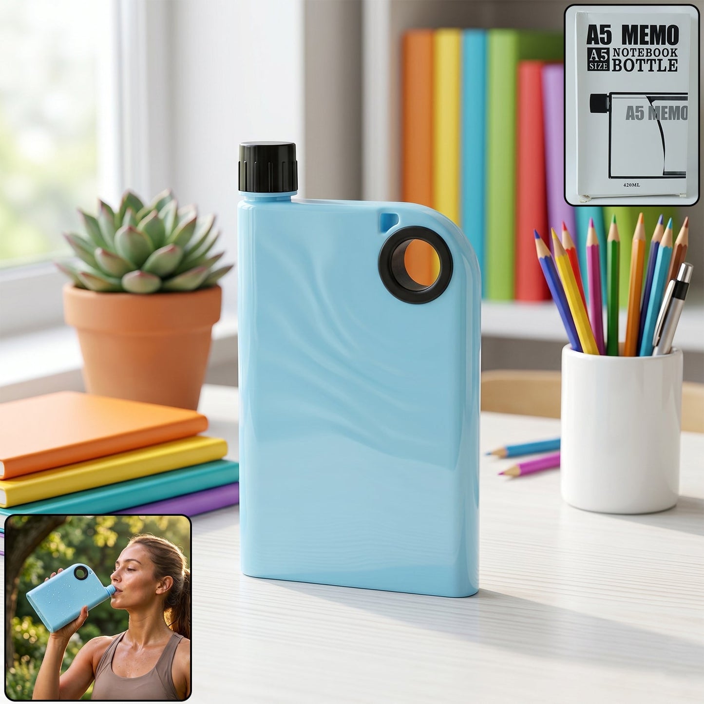 Water Bottle  Slim Portable  Leak-resistant For Daily Use