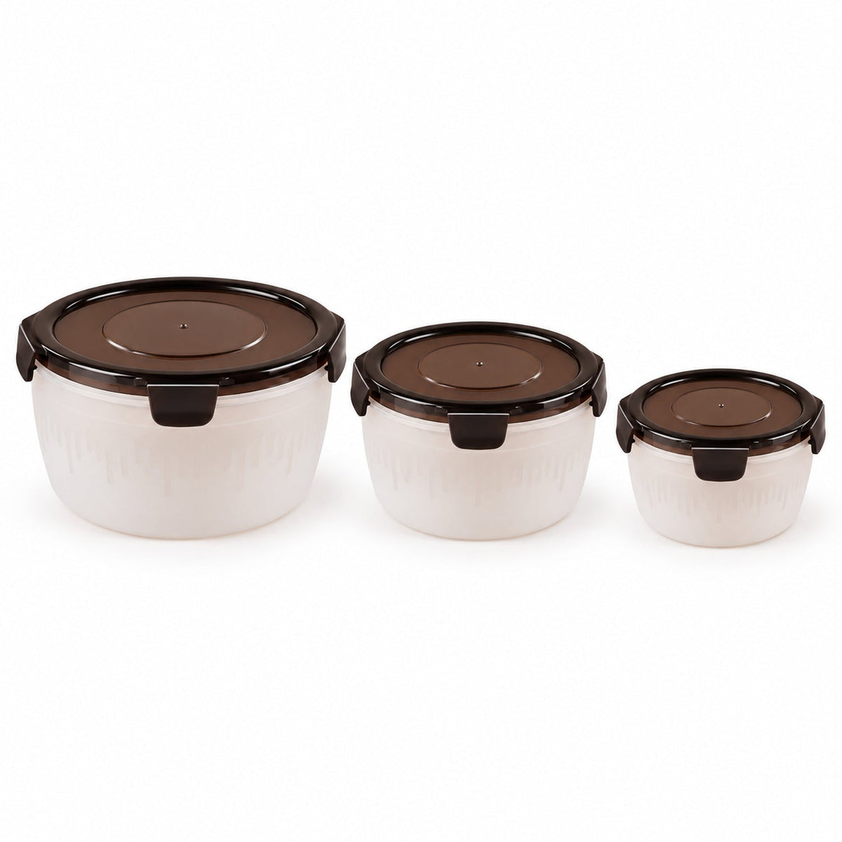 Wukusy Magick round food storage containers with clip-on lids in three sizes, 3-piece set