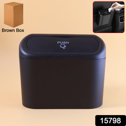 Wukusy waterproof mini car trash can with lid, compact storage box for car interior organization and waste disposal.
