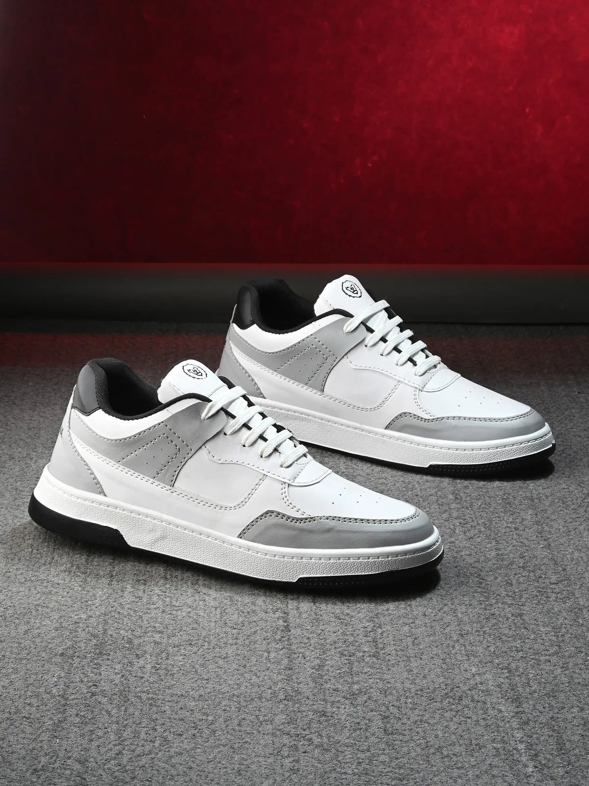 KASTAVA Premium Everyday Egde Casual Sneakers For Men (White-Grey): Size-7