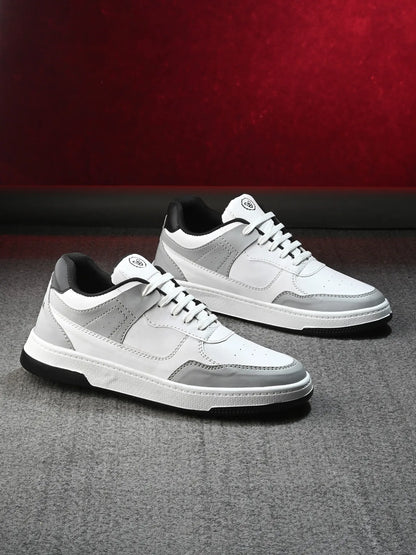 KASTAVA Premium Everyday Egde Casual Sneakers For Men (White-Grey): Size-7