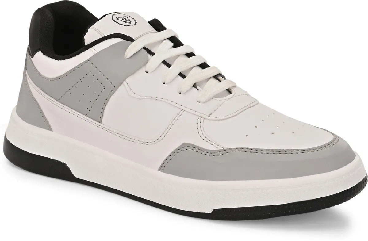 KASTAVA Premium Everyday Egde Casual Sneakers For Men (White-Grey): Size-7