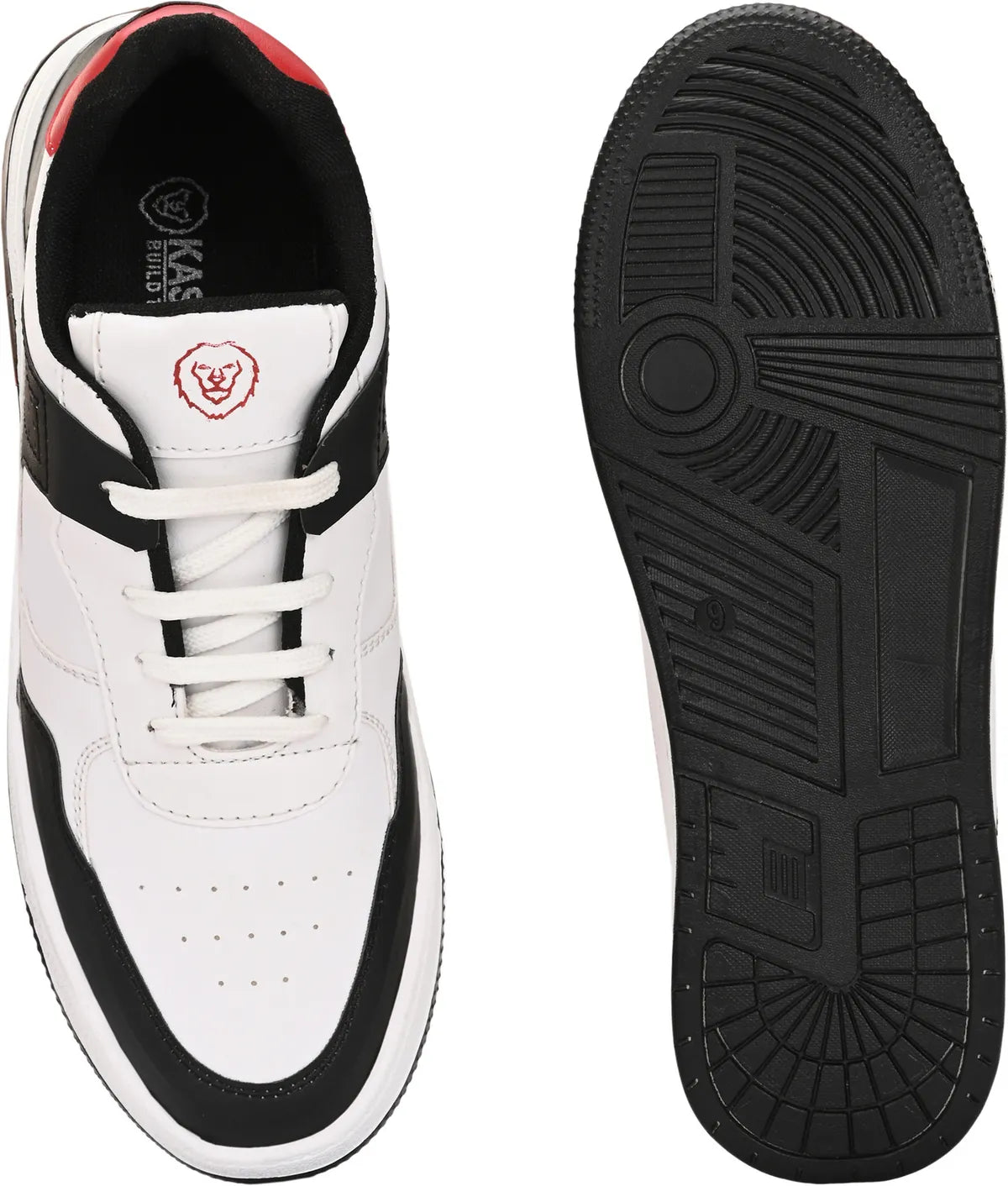 KASTAVA Premium Everyday Egde Casual Sneakers For Men (Black-Red): Size-10
