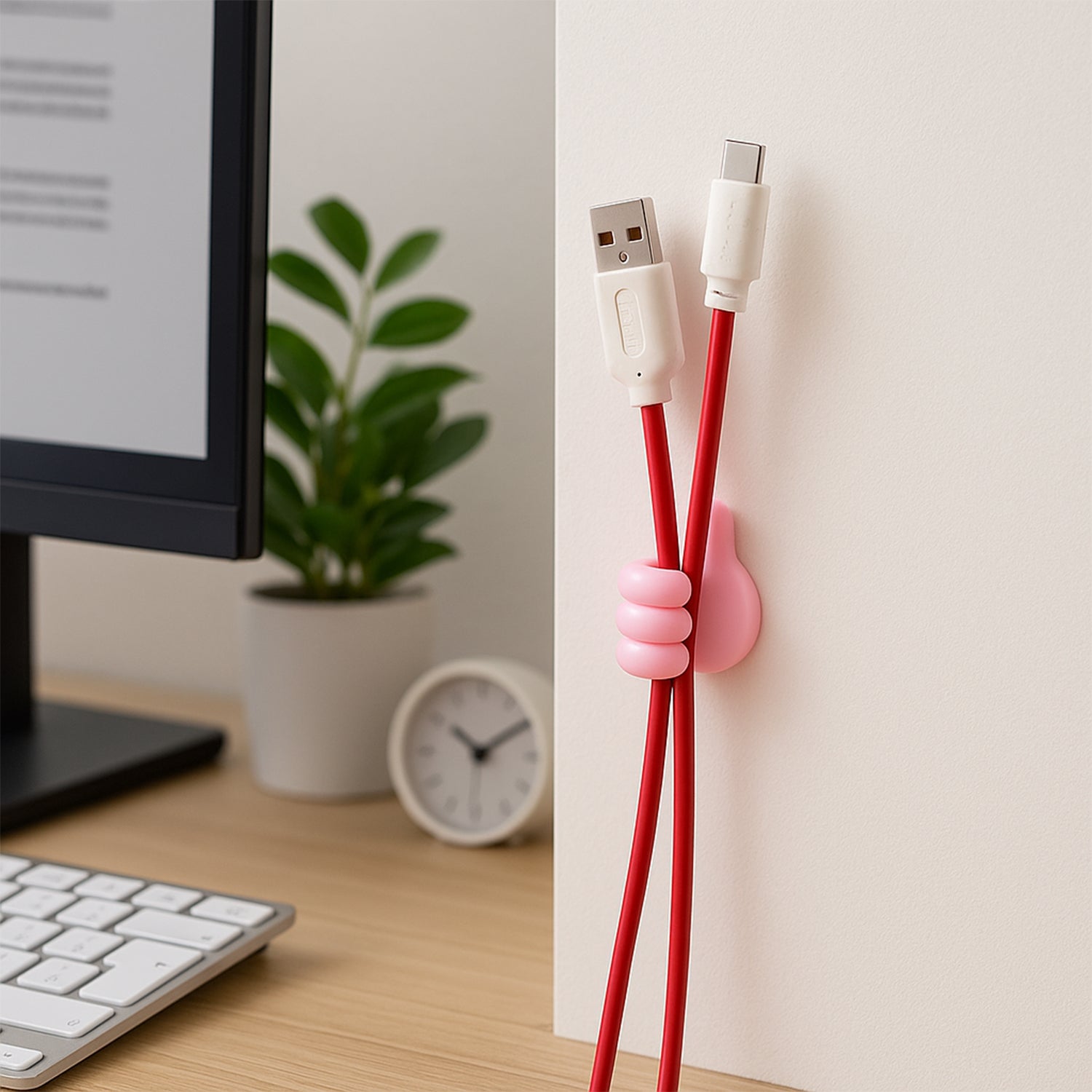 Pink Multifunctional Multi Functional Hand Shape Wall Clip Hanger Keys Cable Holder