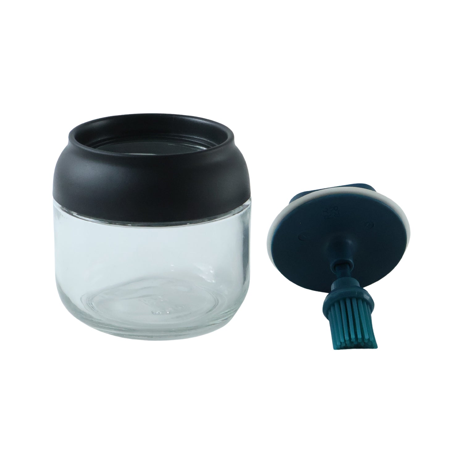 280 Ml Round Glass Oil Dispenser With Silicone Brush For Kitchen Cooking (1 Pc)