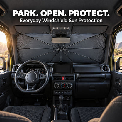 Mix Design Car Windshield Umbrella Sunshade With Compact Storage Sleeve (1 Pc)