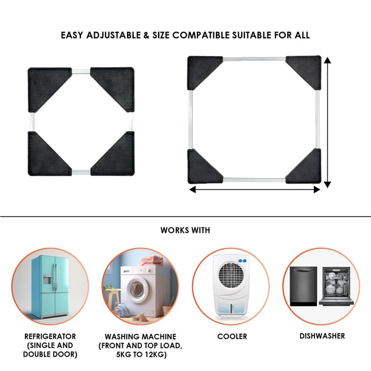 Adjustable Washing Machine  Refrigerator Stand (6767 Cm 1 Pc)