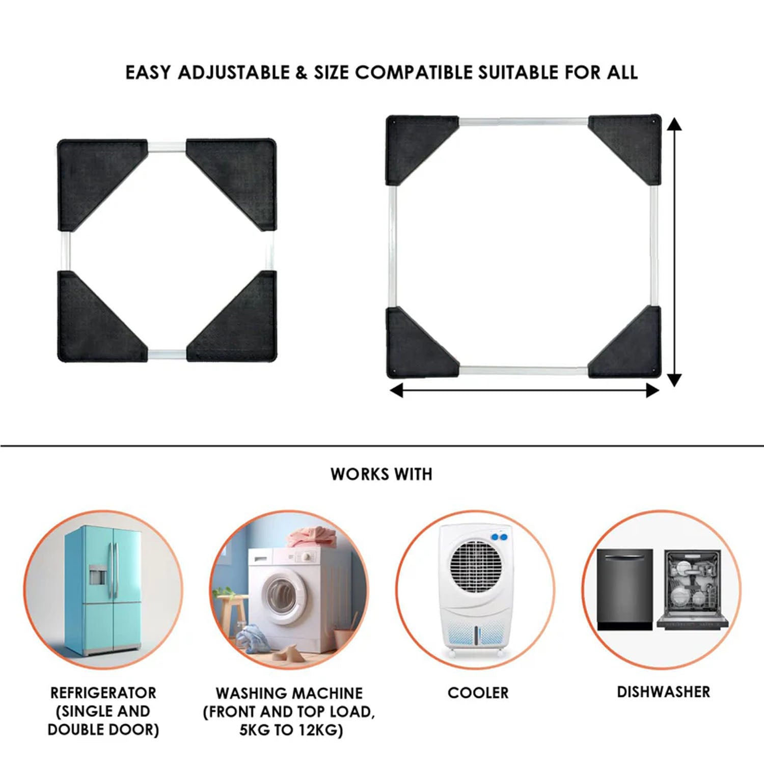 Adjustable Washing Machine  Refrigerator Stand (6767 Cm 1 Pc)
