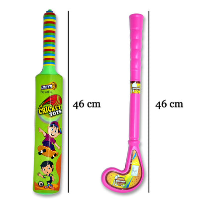 Lightweight plastic bat and ball hockey toy set for kids, suitable for indoor and outdoor play by Wukusy.