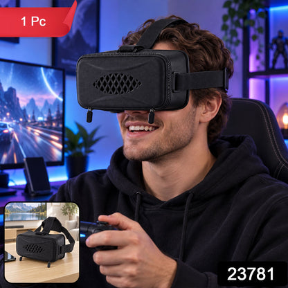 Wukusy 3D virtual reality smartphone headset with focus control and belt, showing adjustable straps and ergonomic design.