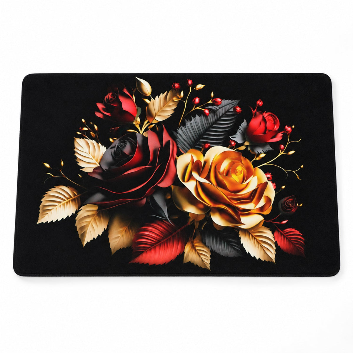 Wukusy decorative floral rose print bathroom floor mat, 58x38 cm, indoor use with vibrant rose pattern on soft fabric surface