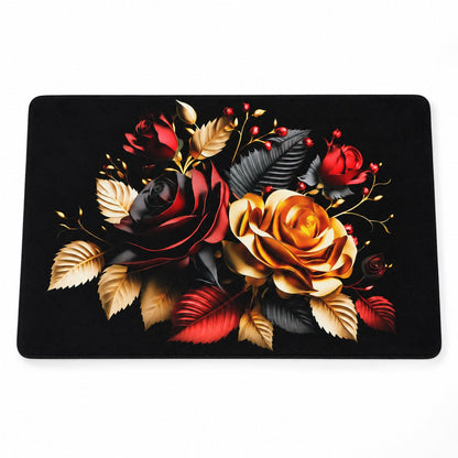 Wukusy decorative floral rose print bathroom floor mat, 58x38 cm, indoor use with vibrant rose pattern on soft fabric surface