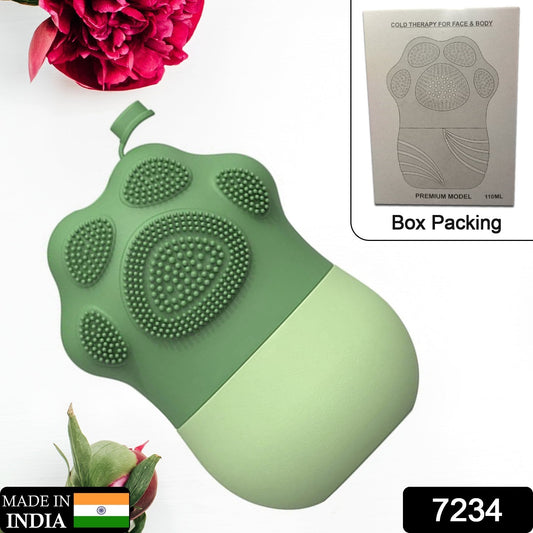 Wukusy 7234 ice face roller with silicone design, cleansing brush, for facial massage, reducing puffiness, and skin calming.