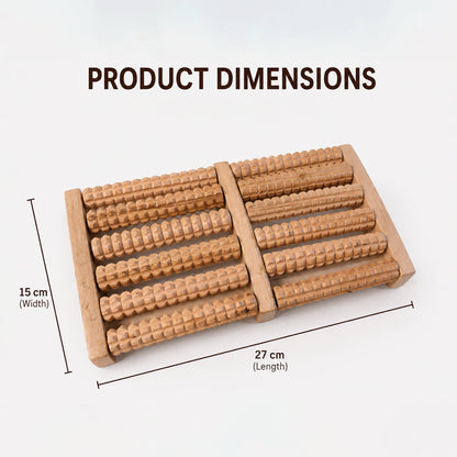 Manual Wooden Dual Foot Roller Massager With Textured Rollers For Home (1 Piece)