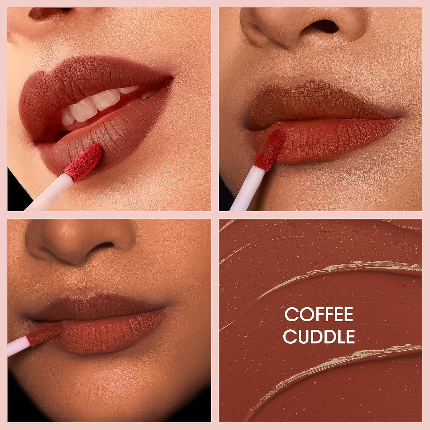 Wukusy OG Beauty Coffee Cuddle Moisture Lock Liquid Lipstick in 4.5ml, featuring a sleek applicator and rich coffee shade.