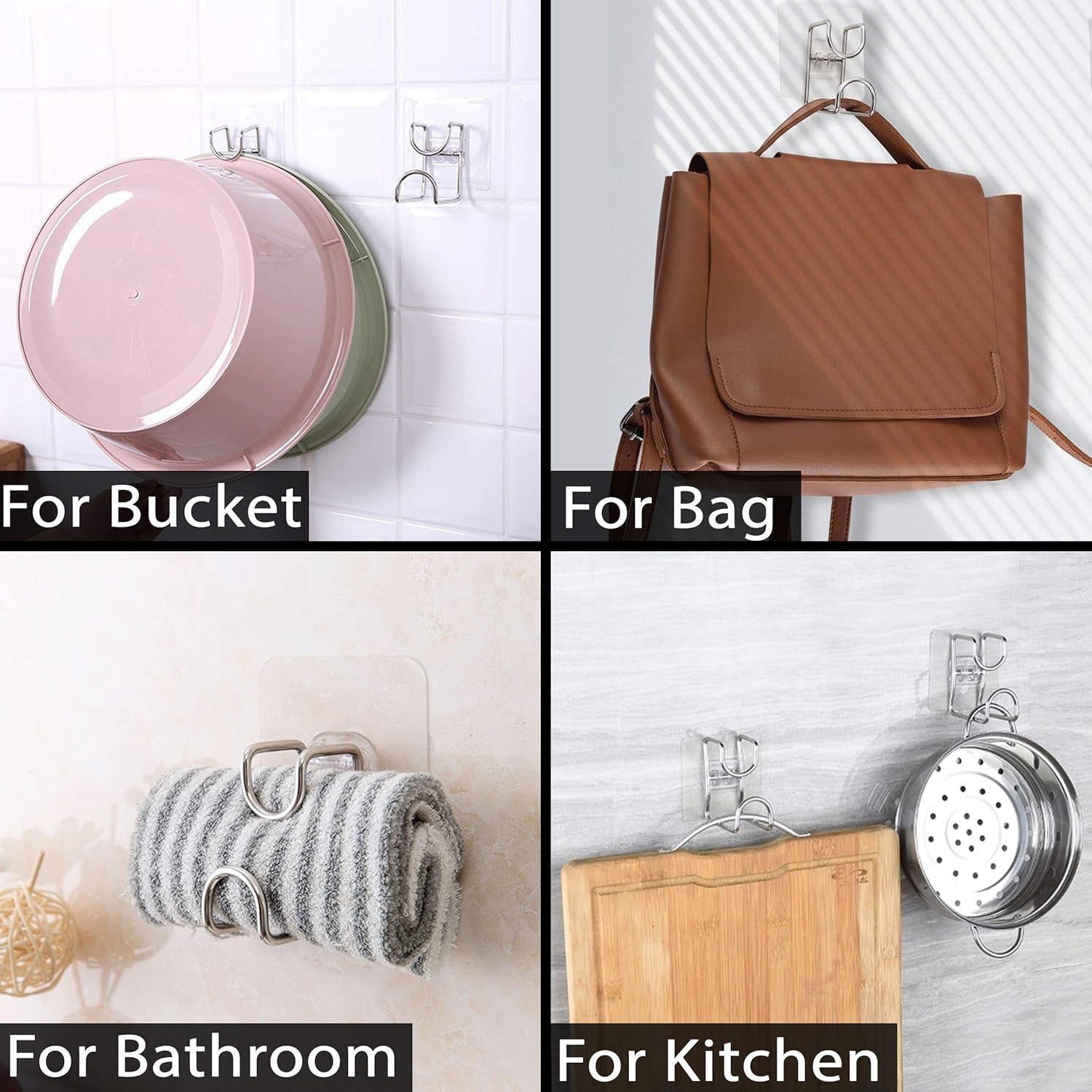 Transparent Double Loop Adhesive Wall Holder Hook (1 Pc)