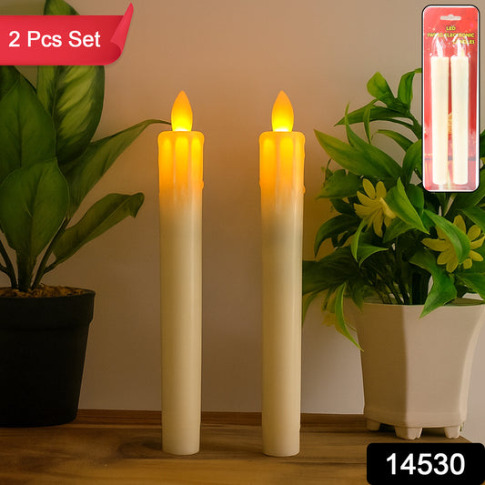 Set Of 2 Led Flameless Taper Candles