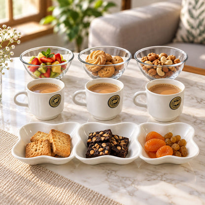 Wukusy 7-piece snack serving gift set with cups, bowls, and divided platter for entertaining and serving snacks.