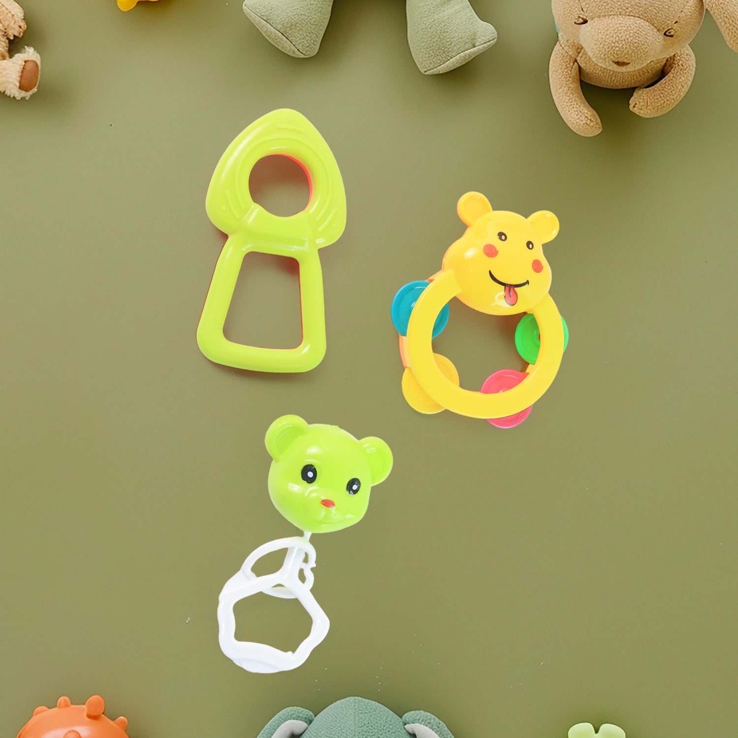 Wukusy baby rattle toy collection for infants, 8-piece set with colorful, soft rattles and teething toys for babies.