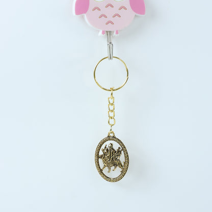 Maa Durga Oval Frame Golden Keychain (1 Pc)