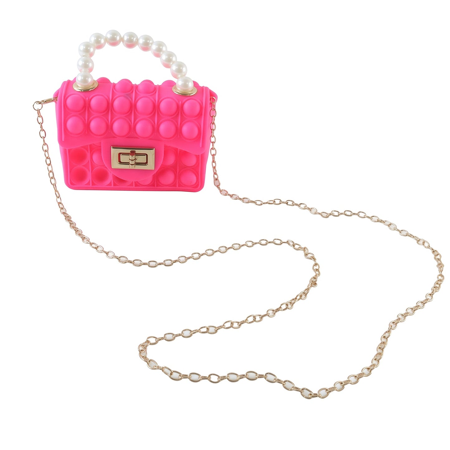 Kids Pop It Fidget Purse Silicone Sling Bag With Pearl Handle (1 Pc)