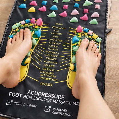 Wukusy acupressure foot massage mat with raised nodes and foot guide, 70 x 34cm