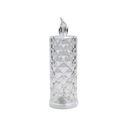 Wukusy LED flameless rose candle with transparent acrylic base, perfect for home decor, Diwali, Christmas, and gifting.