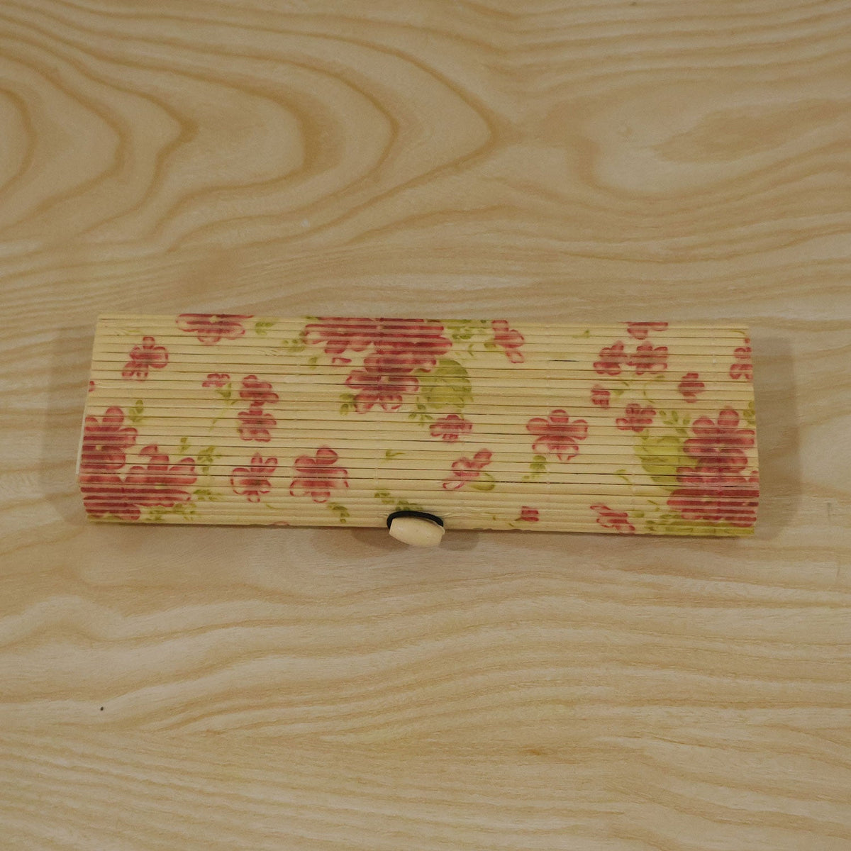 Decorative Wooden Floral Empty Storage Box With Roll Top Lid For Home (1 Piece)