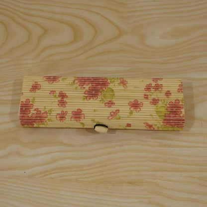 Decorative Wooden Floral Empty Storage Box With Roll Top Lid For Home (1 Piece)