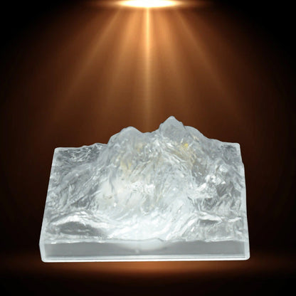Wukusy plastic iceberg night light with clear LED mountain design, flameless candle for home decor, bedroom, or party ambiance.