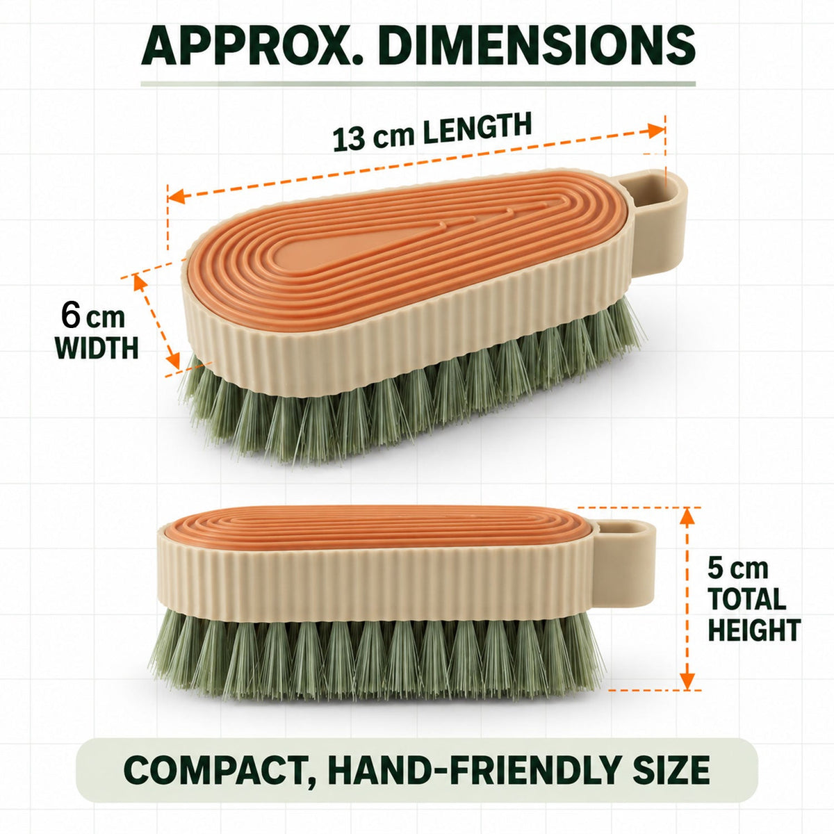 Wukusy multipurpose cleaning brush with textured grip, suitable for shoes and tiles, shown in close-up image.