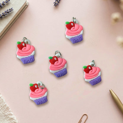 Cute Cupcake Shape Bag Charm Keychain Set (10 Pc)