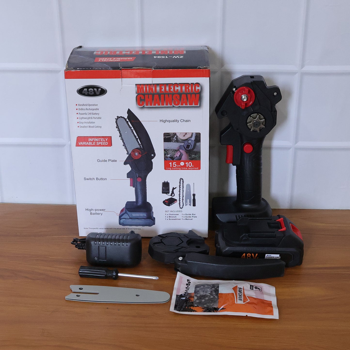 Mini Electric Cordless Chainsaw (1 Set 48v 24 Cm Long)