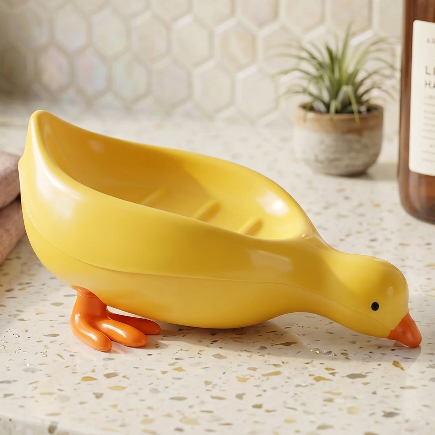 Cute Duck Shape Plastic Soap Holder Box For Bathroom Kids Soap Dish Tray (1 Pc)
