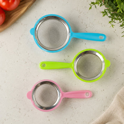 3-in-1 Mesh Tea Filter Strainer Set With Long Handles For Kitchen Use (3 Pc Set)