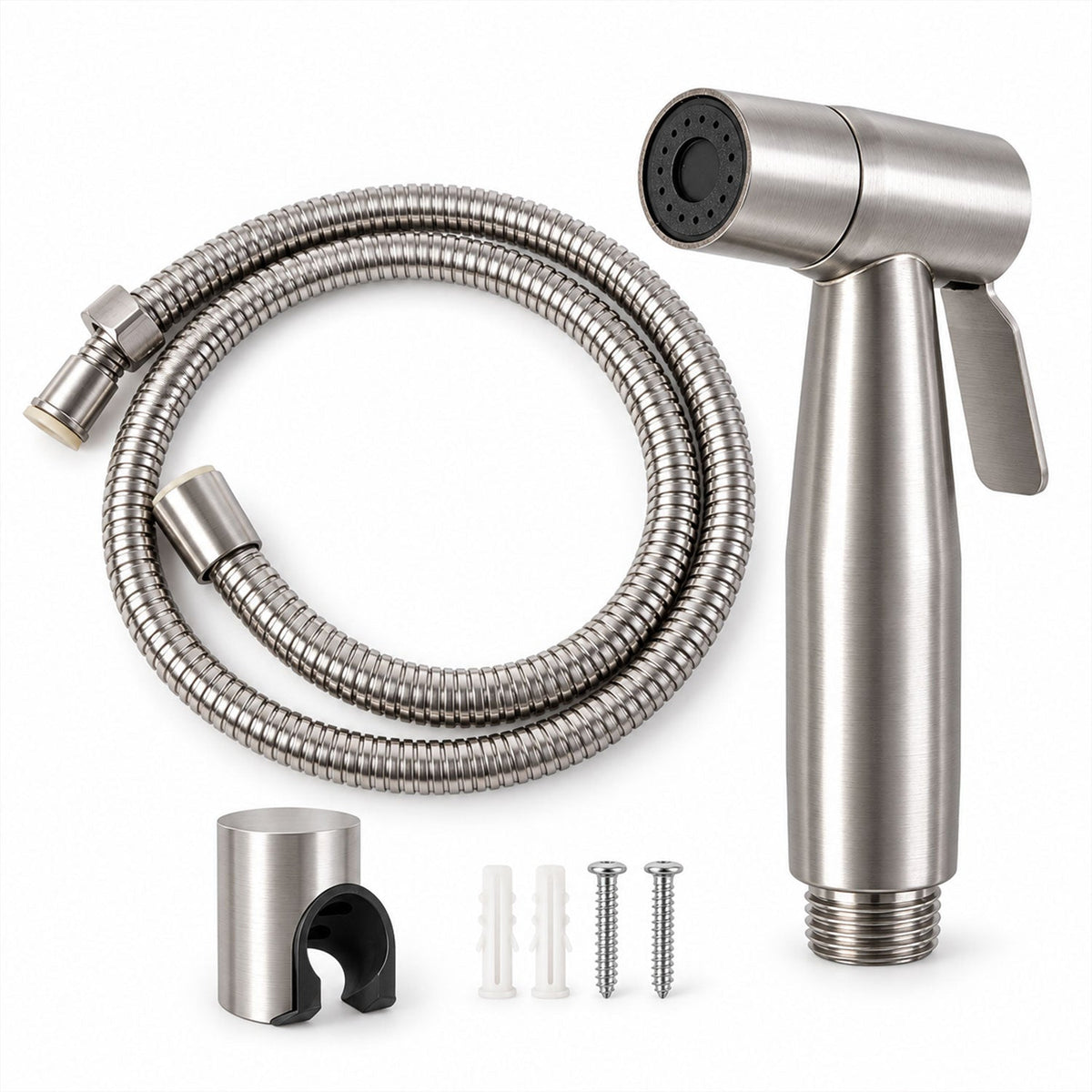 Wukusy handheld health faucet with hose and wall holder for toilet jet spray, flexible water cleaning tool for bathroom use