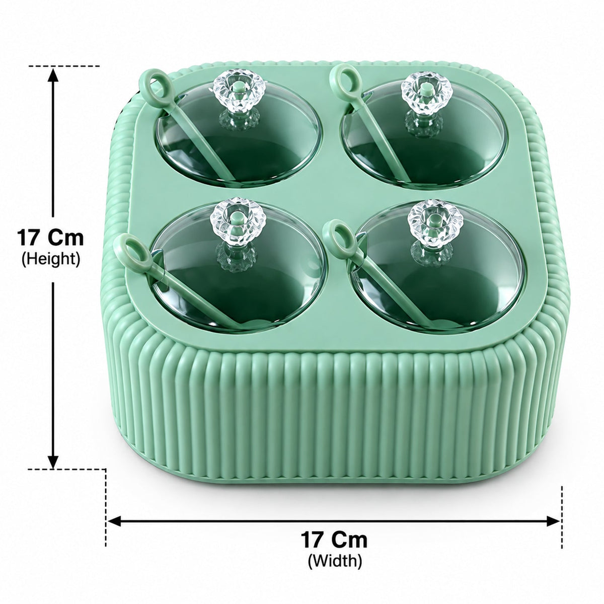 Dining Stand Jar Set With Lids And Spoons For Pickles And Snacks (4 Pc)