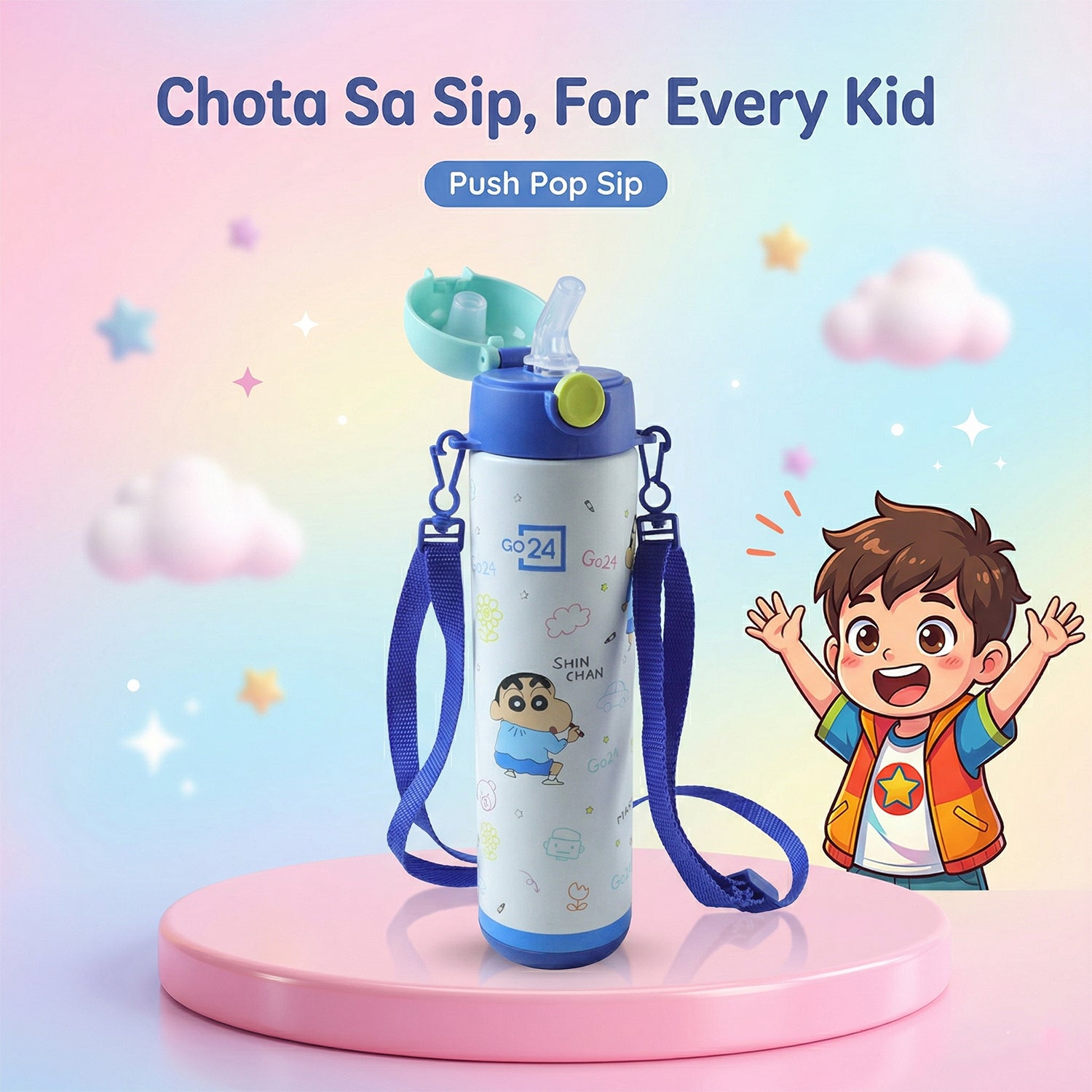 Pexpo Kids School Stainless Steel Water Bottle 500 Ml Approx (1 Pc)