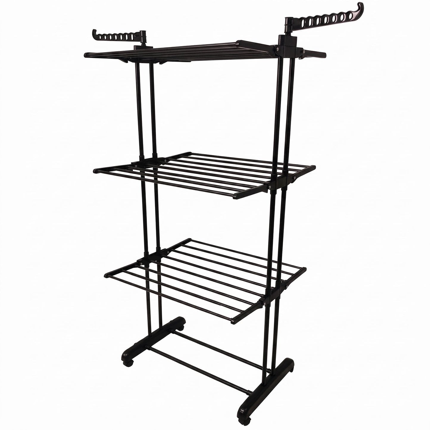 Metal Expandable Garment Rack 3 Layer Cloth Drying Stand With Wheels (1 Pc)