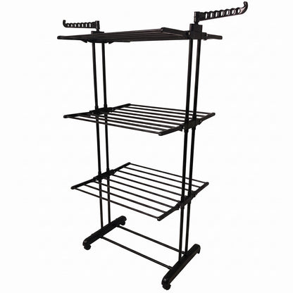 Metal Expandable Garment Rack 3 Layer Cloth Drying Stand With Wheels (1 Pc)