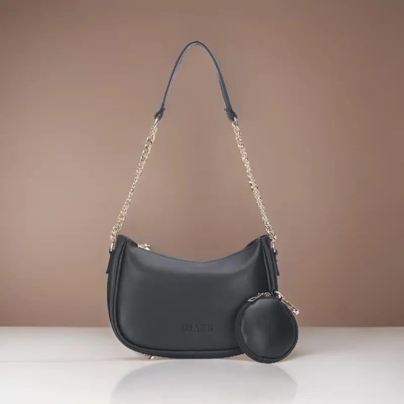 Small Classic Chain Shoulder Bag Black | Vegan Leather Women & Girl's Handbag