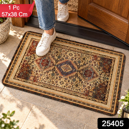 Traditional print decorative floor mat by Wukusy, 57x38 cm, featuring intricate patterns for home entryway decor.