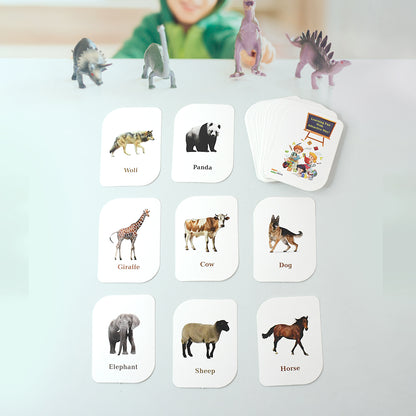Wukusy Kidkraft 32-piece animal flash cards set with colorful illustrations for educational toy play and learning.