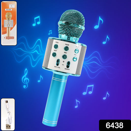 6438 Wireless Bluetooth Recording Condenser Handheld Microphone Bluetooth Speaker Audio Recording Karaoke With Mic (Multicolor 1 Pc)