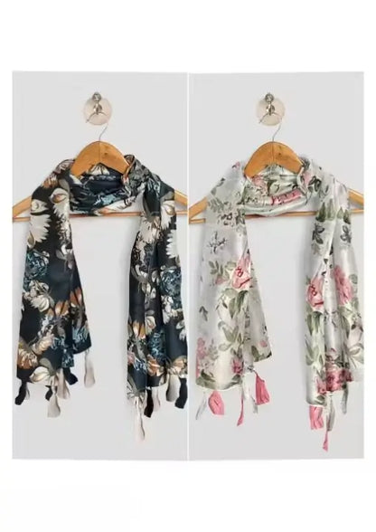 Printed Chiffon Stoles – Pack of 2 Stylish Scarves