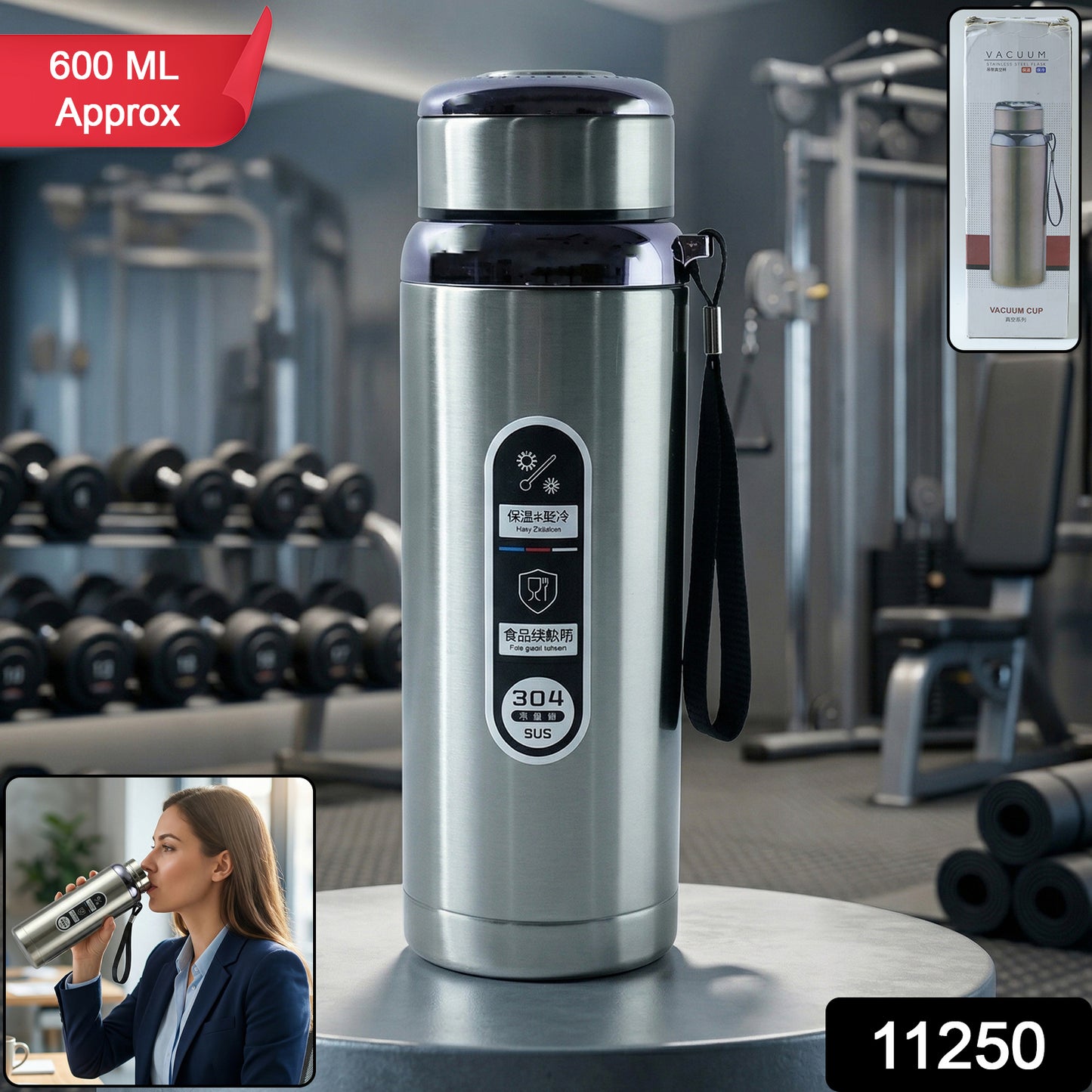 Premium Stainless Steel Vacuum Insulated Water Bottle (600 Ml Approx)