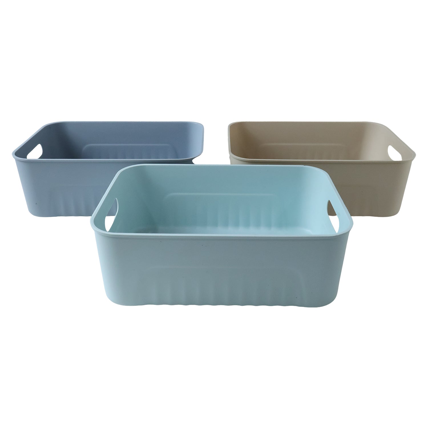 Space Storage Basket Set Of 3 Multipurpose Plastic Organizer Bins (3 Pc Set)