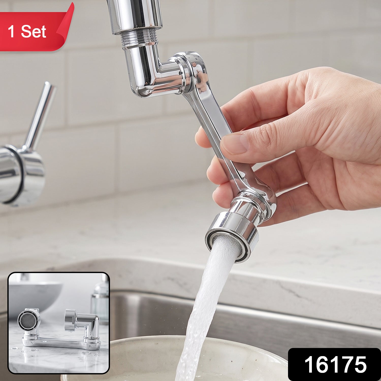 Flexible Faucet Head Extender With Rotating Water Flow For Kitchen Sink (1 Set)