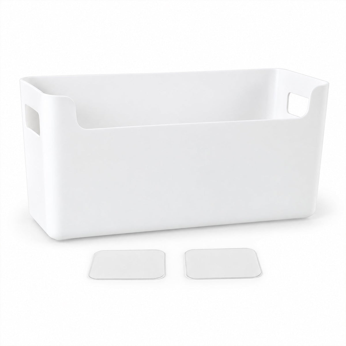 Wukusy adhesive wall mount storage box for kitchen and bathroom, 25x12 cm, mounted on a wall holding small items.
