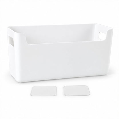 Wukusy adhesive wall mount storage box for kitchen and bathroom, 25x12 cm, mounted on a wall holding small items.
